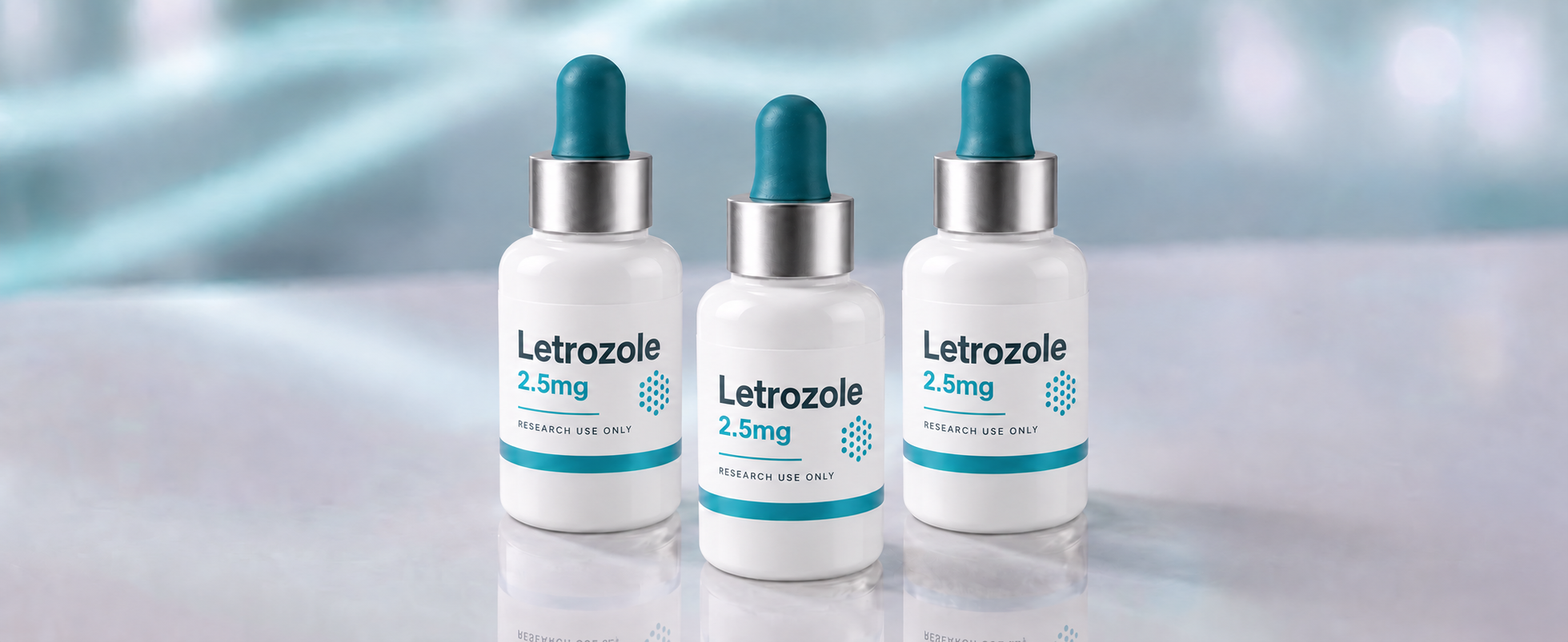 A row of Letrozole research vials, mock product photograph