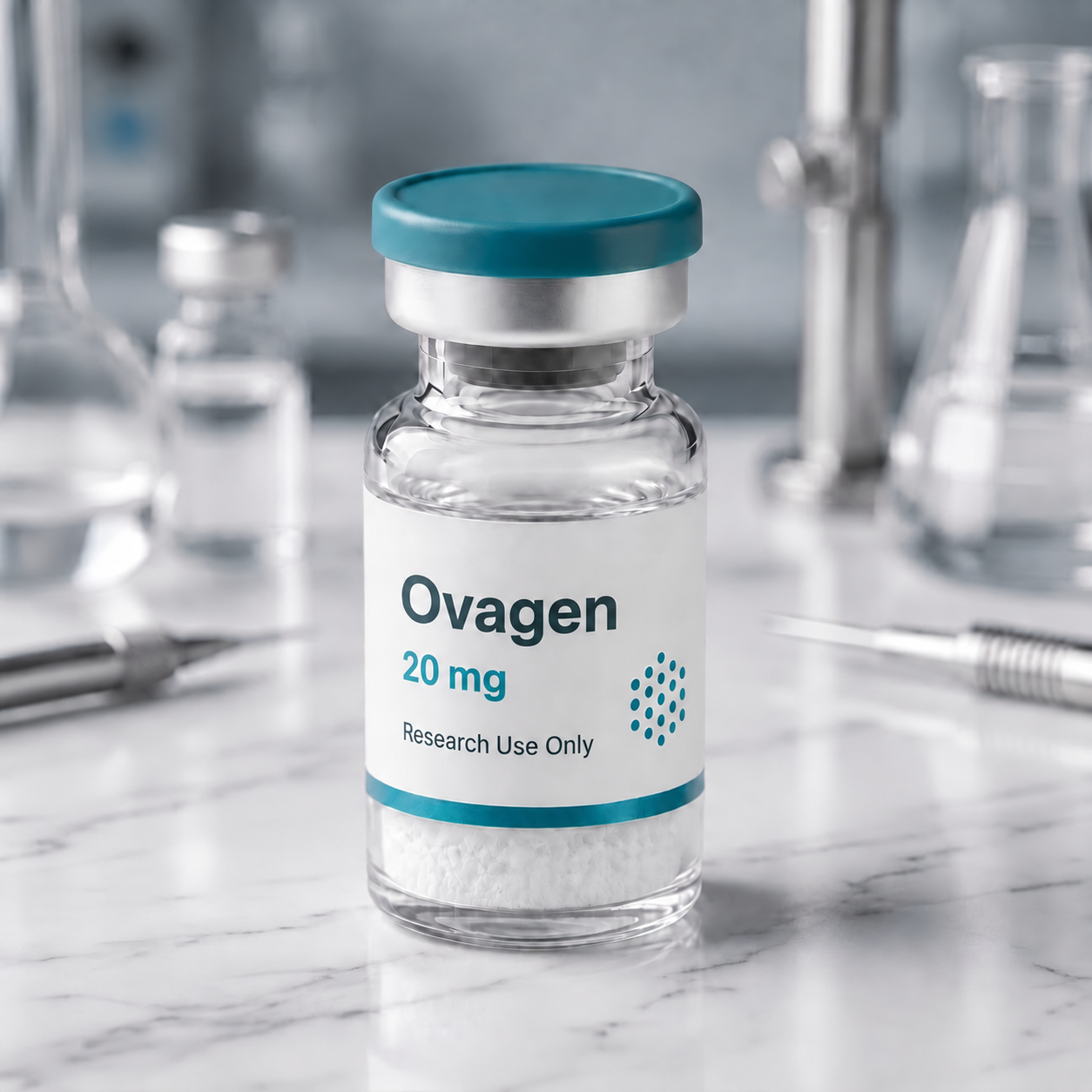 Ovagen vial, mock product photograph