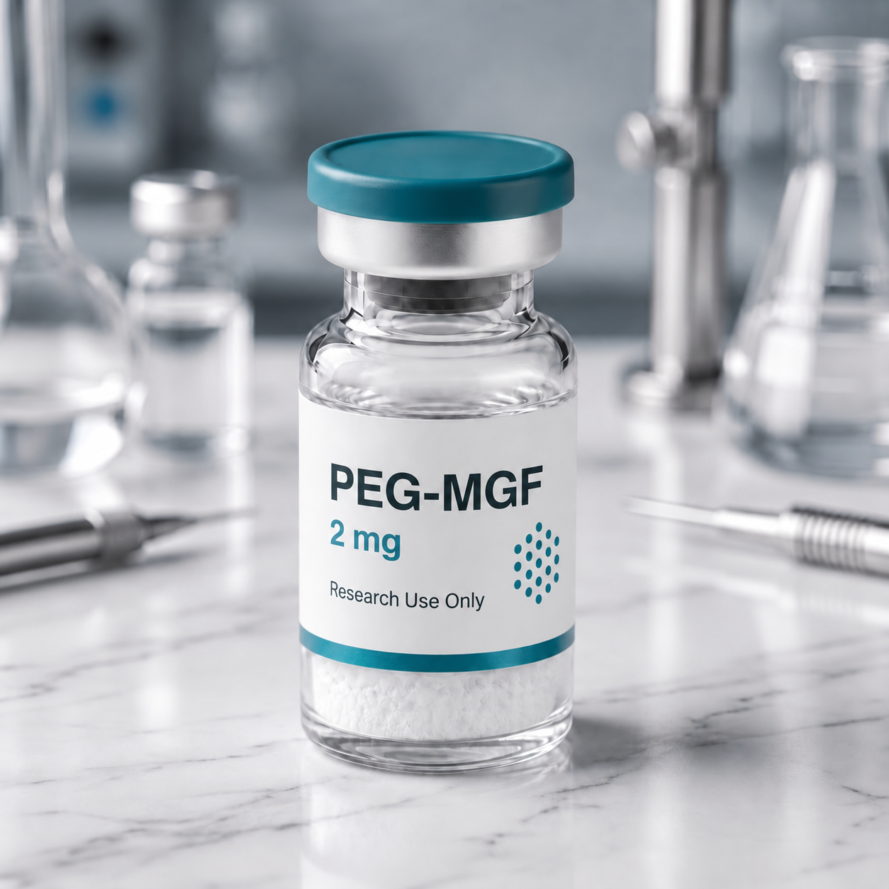PEG-MGF vial, mock product photograph